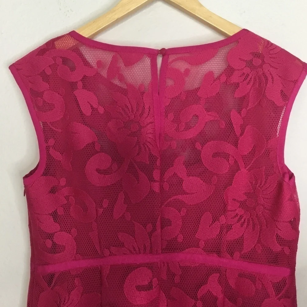 Laundry Pink Mesh Floral Pattern Sheath Dress